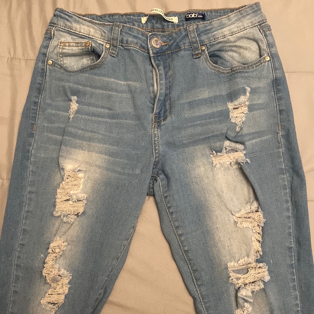 Light blue denim ripped skinny jeans ,size 13